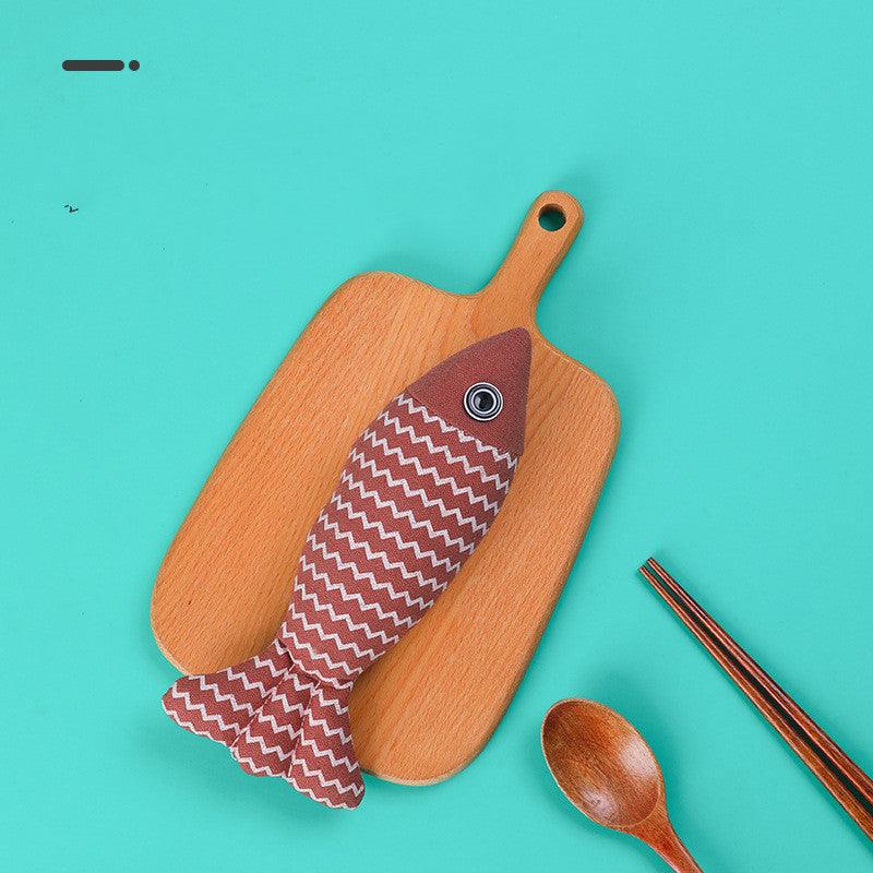 Linen Fish Pillow Cat Toy