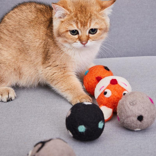 Colorful Interactive Cat Toy Made With Felt With Bell Sound