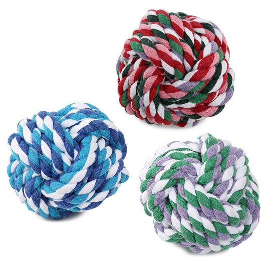 Weave Cotton Rope Knot Ball Dog Biting Toy